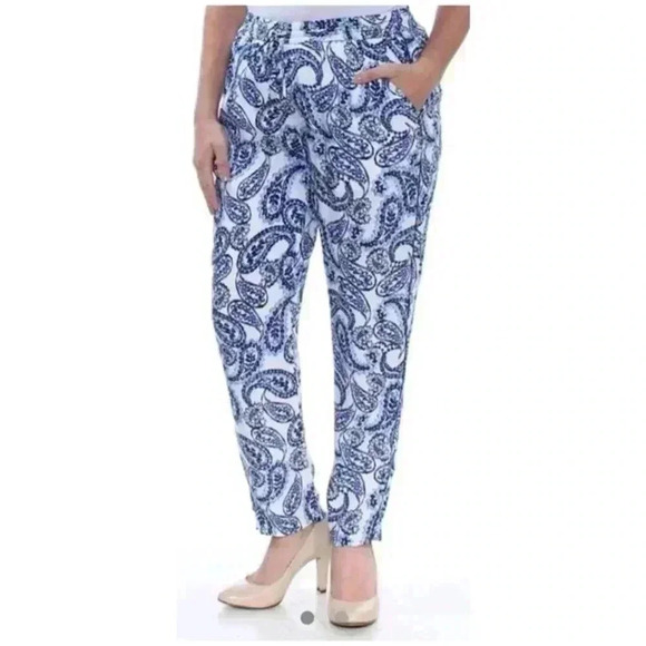 Ralph Lauren Paisley Skinny Pull On Pants Casual Summer Beach Womens Sz 8 - Picture 2 of 7